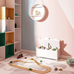 WOLTU Banc de Rangement pour Enfants, Coffre à Jouets 2 en 1, Coffre de Rangement avec Dossier, Blanc