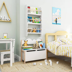 WOLTU Banc de Rangement pour Enfants, Coffre à Jouets 2 en 1, Coffre de Rangement avec Dossier, Blanc