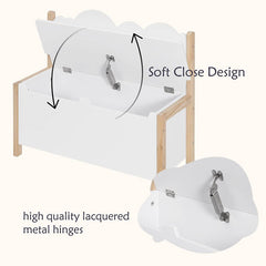 WOLTU Banc de Rangement pour Enfants, Coffre à Jouets 2 en 1, Coffre de Rangement avec Dossier, Blanc