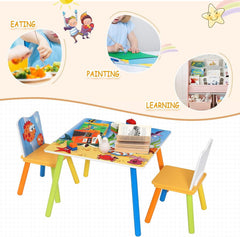 WOLTU 1 Table Enfant + 2 Chaises Enfant, Ensemble de Table et Chaises pour Enfants, avec Motif de Mer, en MDF