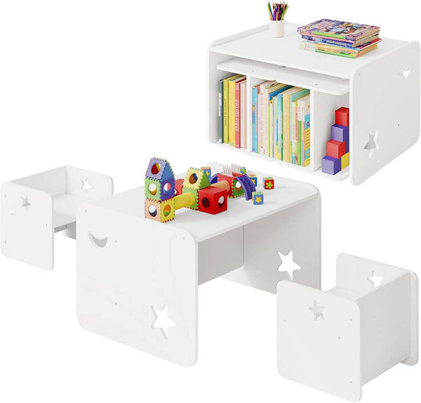 WOLTU Table avec 2 Chaises pour Enfants, Table et Chaises pour Enfants, Meuble pour Enfants, Blanc