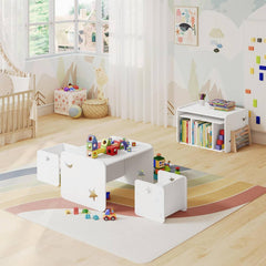 WOLTU Table avec 2 Chaises pour Enfants, Table et Chaises pour Enfants, Meuble pour Enfants, Blanc