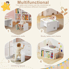 WOLTU Table avec 2 Chaises pour Enfants, Table et Chaises pour Enfants, Meuble pour Enfants, Blanc