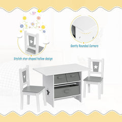 WOLTU Table Enfant avec 2 Chaises, Ensemble de Table et Chaises pour Enfants, avec 3 Paniers