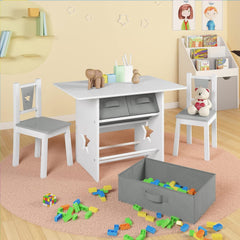 WOLTU Table Enfant avec 2 Chaises, Ensemble de Table et Chaises pour Enfants, avec 3 Paniers