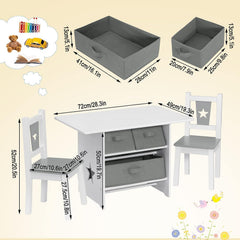 WOLTU Table Enfant avec 2 Chaises, Ensemble de Table et Chaises pour Enfants, avec 3 Paniers