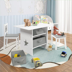 WOLTU Table Enfant avec 2 Chaises, Ensemble de Table et Chaises pour Enfants, avec 3 Paniers