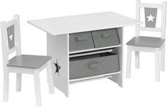 WOLTU Table Enfant avec 2 Chaises, Ensemble de Table et Chaises pour Enfants, avec 3 Paniers