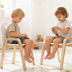 Lot de 2 chaises pour enfants réglables en hauteur fauteuil enfants en bois massif avec accoudoirs 39x34x61,5cm blanc