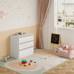 WOLTU Commode à 3 Tiroirs, Armoire de Rangement, Blanc Brillant, 80x78x48cm