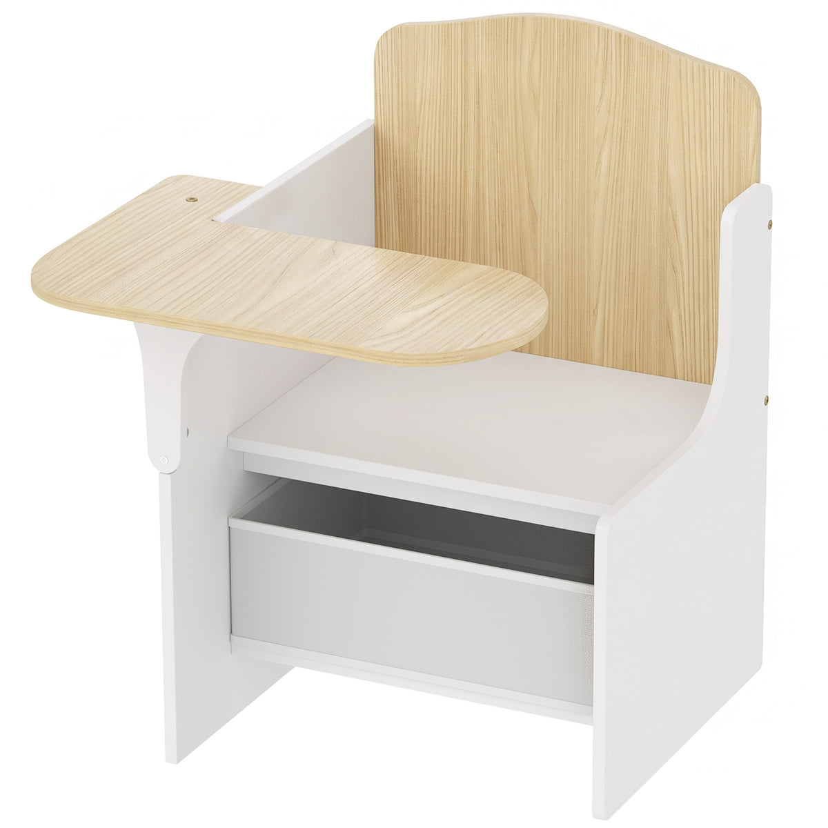Bureau et chaise pour enfants avec bac de rangement, ensemble table d'activité 2-en-1 pour dessin lecture et jeux, blanc