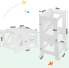 WOLTU Tour d'Apprentissage 3 en 1, Tabouret pour Enfant, avec Protection Antichute, Blanc