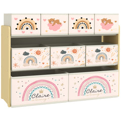 Étagère de rangement enfant étagère à 3 niveaux avec 9 boîtes en tissu non tissé 93 x 30 x 70 cm jaune
