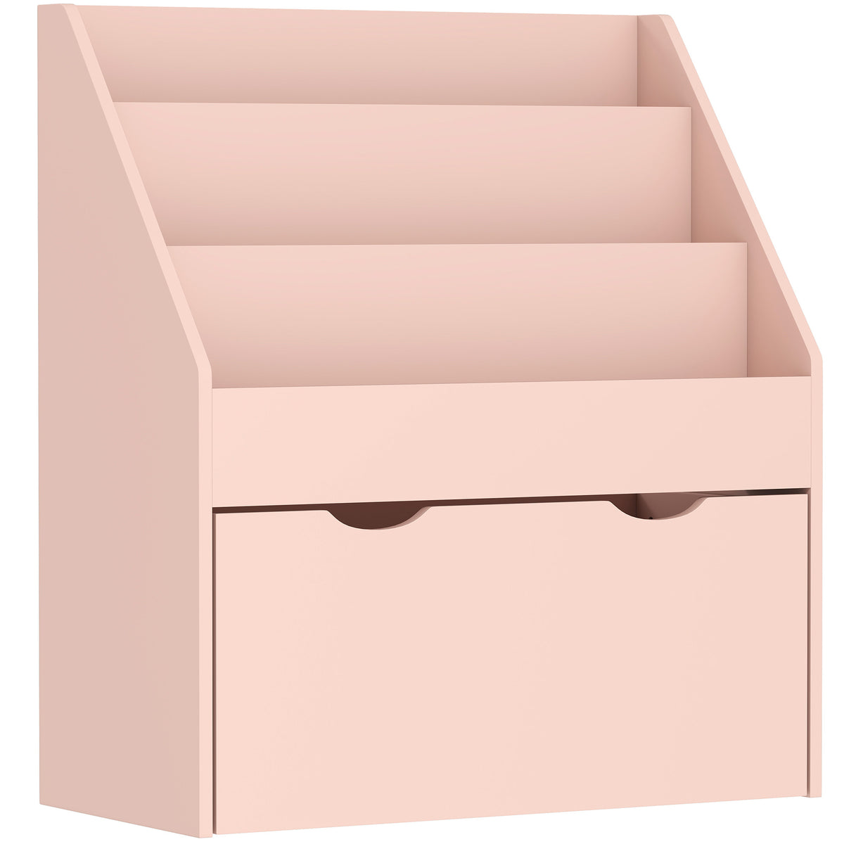Bibliothèque pour enfants Multi-Rangement avec 3 niveaux d'étagères et un tiroir, 62,5L x 30l x 70H cm, rose