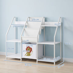 Bibliothèque pour Enfants à 3 Niveaux, Étagère à Livres pour Enfants avec Tiroir en Tissu, 93 x 30 x 76 cm, Blanc