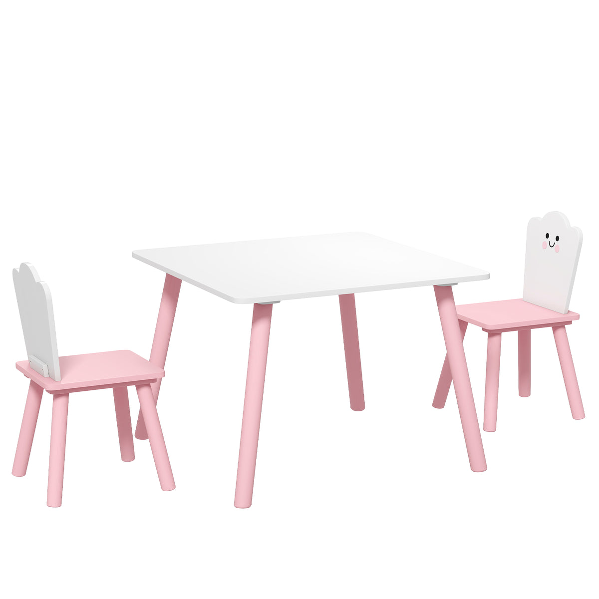 Table enfant avec chaise, ensemble table et 2 chaises en bois pour dessiner, jouer, étudier, rose