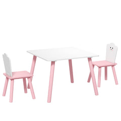 Table enfant avec chaise, ensemble table et 2 chaises en bois pour dessiner, jouer, étudier, rose