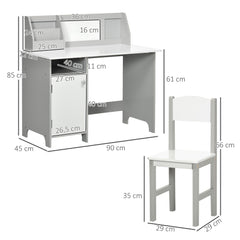 Ensemble table et chaise pour enfant avec tableau blanc - bureau pour enfant +5 ans - 90L x 45l x 85H cm Gris