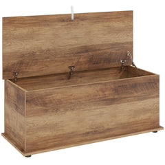 Coffre de rangement, banc de rangement avec couvercle rabattable et charnières de sécurité, 100 x 40 x 40 cm, marron