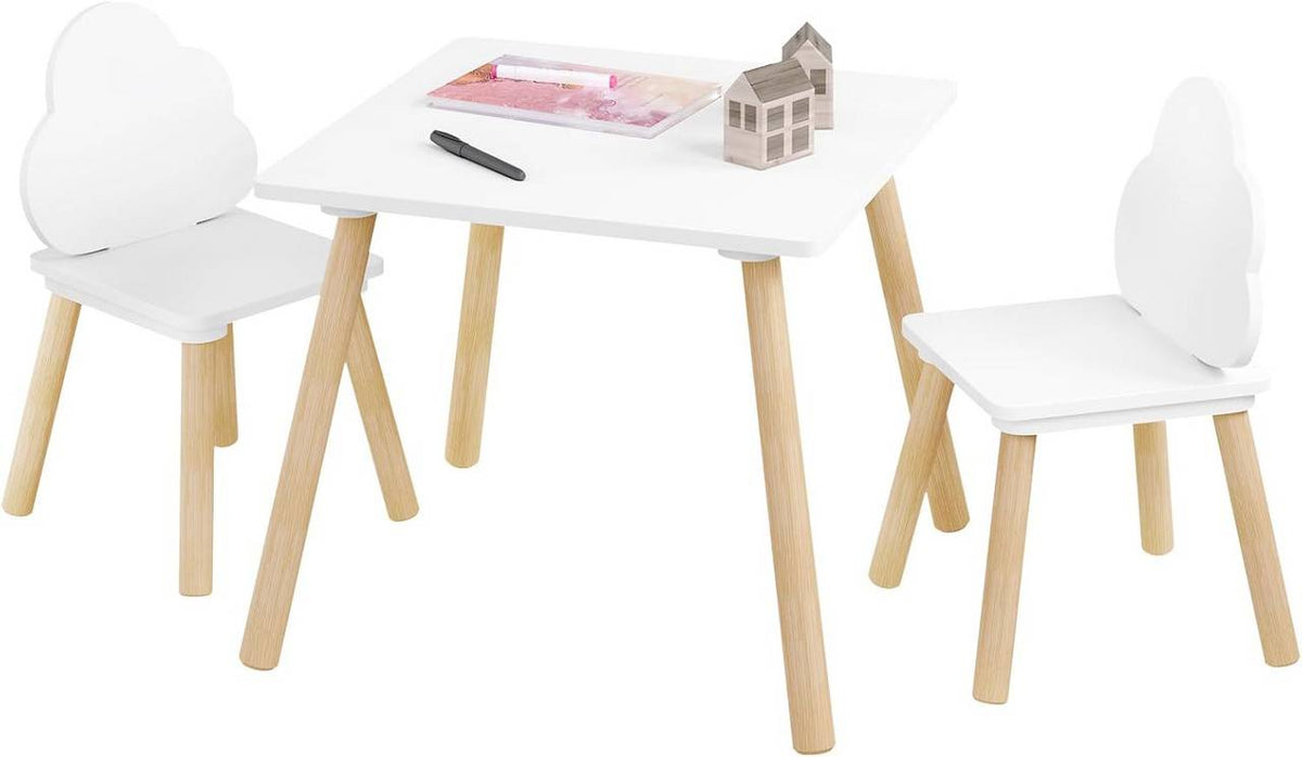 WOLTU Table Carrée pour Enfants avec 2 Chaises, Pieds en Bois Massif, Ensemble de Table et Chaise pour Enfants