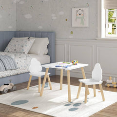 WOLTU Table Carrée pour Enfants avec 2 Chaises, Pieds en Bois Massif, Ensemble de Table et Chaise pour Enfants