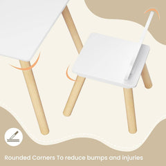 WOLTU Table Carrée pour Enfants avec 2 Chaises, Pieds en Bois Massif, Ensemble de Table et Chaise pour Enfants
