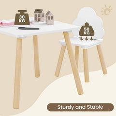 WOLTU Table Carrée pour Enfants avec 2 Chaises, Pieds en Bois Massif, Ensemble de Table et Chaise pour Enfants