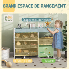 Étagère à jouets pour enfants étagère à livres 11 bacs de rangements en tissu non tissé 105 x 30 x 80 cm blanc