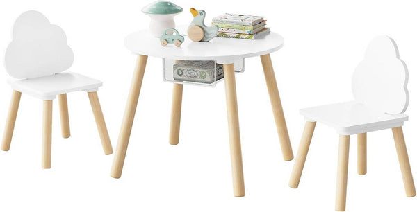 WOLTU Table Ronde avec 2 Chaises pour Enfants, Table et Chaises pour Enfants avec Espace de Rangement, avec Poche en Filet