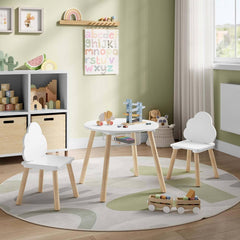 WOLTU Table Ronde avec 2 Chaises pour Enfants, Table et Chaises pour Enfants avec Espace de Rangement, avec Poche en Filet