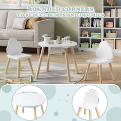 WOLTU Table Ronde avec 2 Chaises pour Enfants, Table et Chaises pour Enfants avec Espace de Rangement, avec Poche en Filet