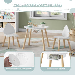 WOLTU Table Ronde avec 2 Chaises pour Enfants, Table et Chaises pour Enfants avec Espace de Rangement, avec Poche en Filet