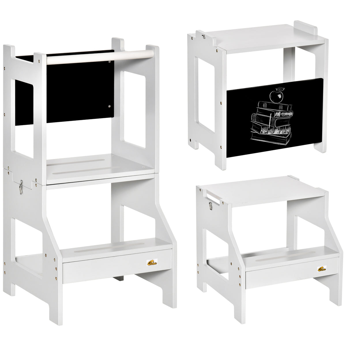 Tour d'observation enfant tour d'apprentissage 3 en 1 barreau hauts rebords gris