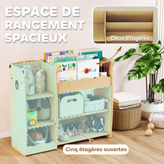 Meuble rangement enfant 3 niveaux, étagère de rangement pour jouets enfants avec étagères ouvertes, 92x29x79cm, naturel