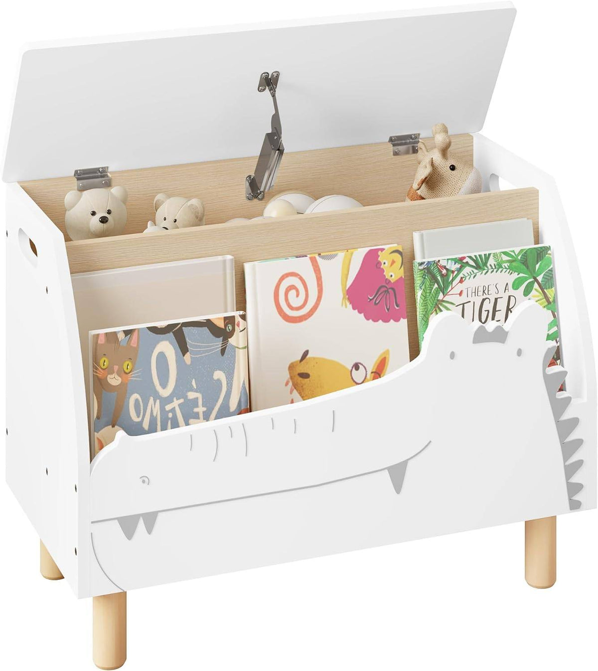 Coffre à jouets enfant – Banc avec couvercle, blanc