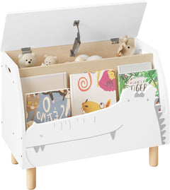 Coffre à jouets enfant – Banc avec couvercle, blanc