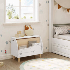 Coffre à jouets enfant – Banc avec couvercle, blanc