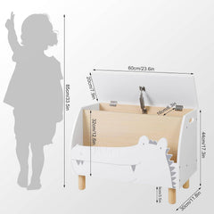 Coffre à jouets enfant – Banc avec couvercle, blanc