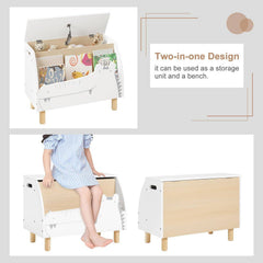 Coffre à jouets enfant – Banc avec couvercle, blanc