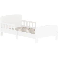 Lit enfant lit au sol enfant barrières de sécurité haut sommier à lattes et cadre robuste 143,5 x 74,2 x 54 cm blanc