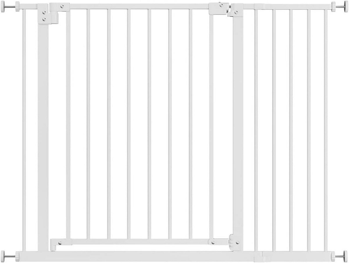 WOLTU Stair gate, incl. 1 extension piece (20 cm), 75–107 cm, auto-close, 90° stop, white