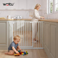 WOLTU Stair gate, incl. 1 extension piece (20 cm), 75–107 cm, auto-close, 90° stop, white