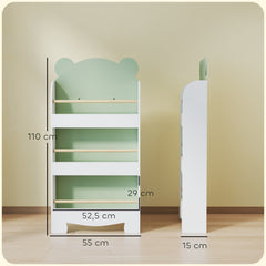Bibliothèque pour enfant, rangement livre enfant 3 niveaux pour salle de jeux, chambre d'enfant, vert
