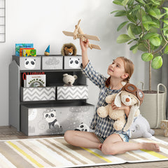 Meuble rangement enfant rangement jouet enfant 6 boîtes amovibles en tissu non tissé 63 x 30 x 66 cm gris