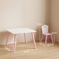 Table enfant avec chaise, ensemble table et 2 chaises en bois pour dessiner, jouer, étudier, rose