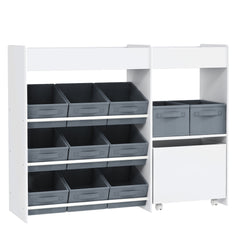 Étagère à jouets pour enfants étagère à livres 11 bacs de rangements en tissu non tissé 105 x 30 x 80 cm blanc