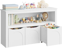 WOLTU Étagère à roulettes pour enfants, meuble de rangement pour jouets, 100 x 30 x 59,5 cm, blanche