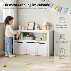 WOLTU Étagère à roulettes pour enfants, meuble de rangement pour jouets, 100 x 30 x 59,5 cm, blanche