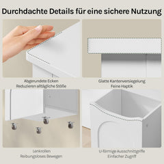 WOLTU Étagère à roulettes pour enfants, meuble de rangement pour jouets, 100 x 30 x 59,5 cm, blanche