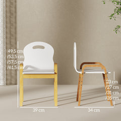 Lot de 2 chaises pour enfants réglables en hauteur fauteuil enfants en bois massif avec accoudoirs 39x34x61,5cm blanc